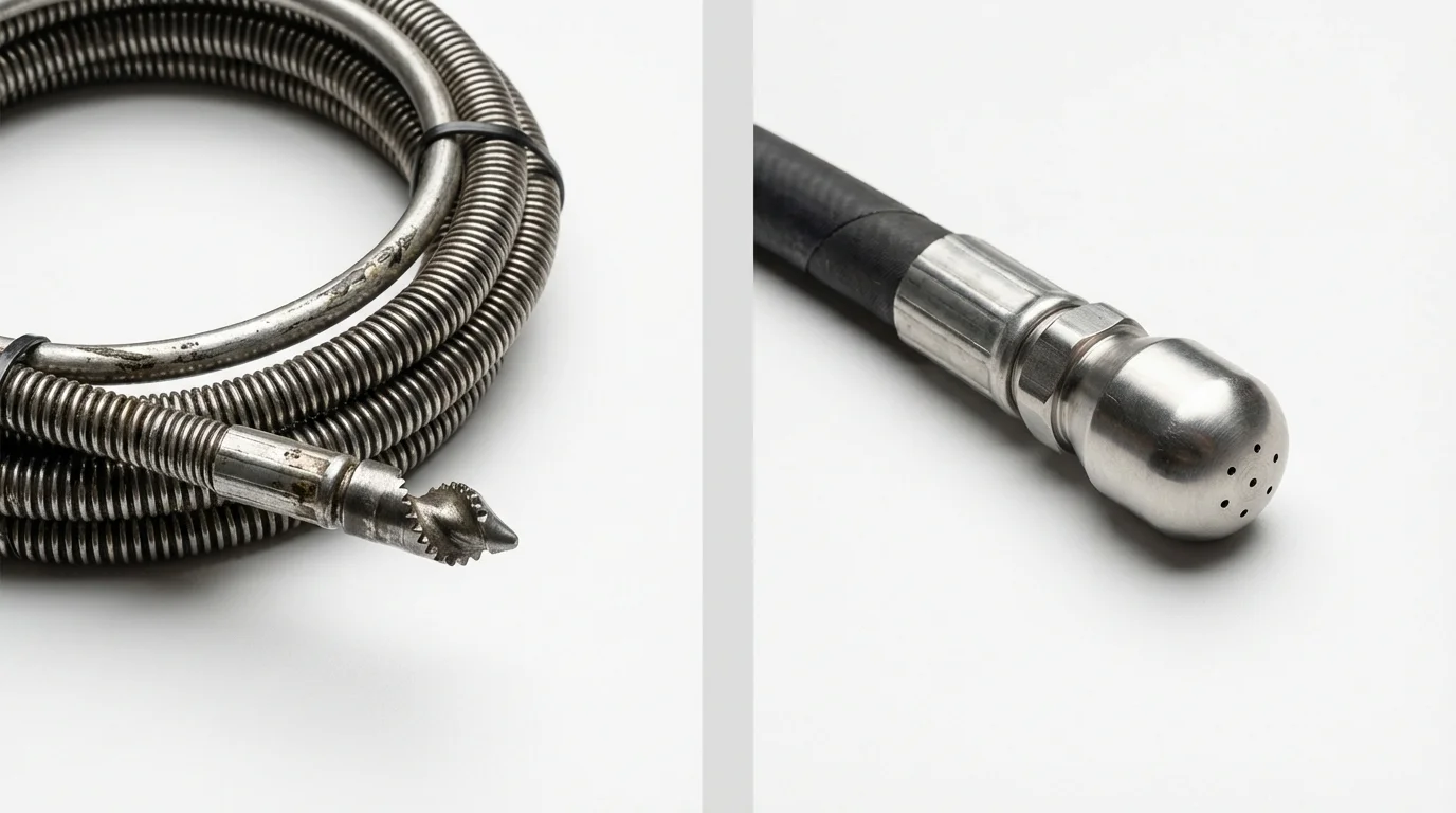 Drain snake cable and hydro jetting nozzle used for drain cleaning in Lyndhurst, VA